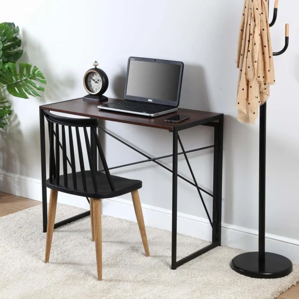 Versa Bureau Pliable En Métal Et Bois Noir. vente en ligne pas cher 3