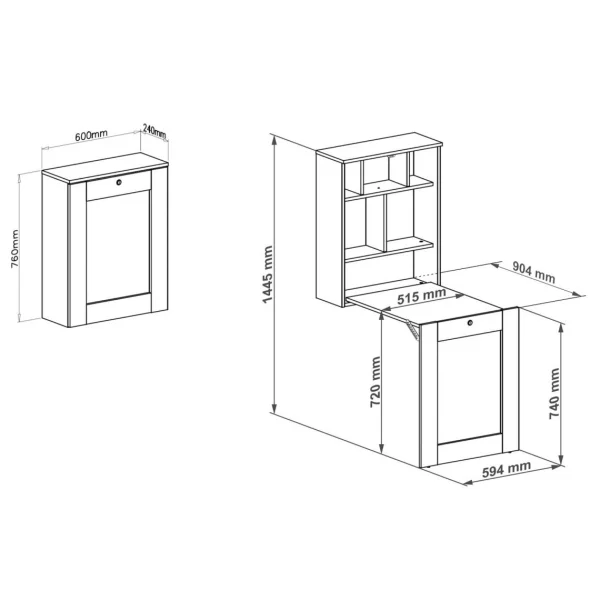 à prix d'occasion Bim Furniture Bureau Pliable TILT Table Murale Pour Ordinateur Blanc Mat 6