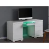 de garantie authentique Vente-unique Bureau PLUTON – MDF Laqué Blanc – LEDs – 1 Porte & 3 Tiroirs 19