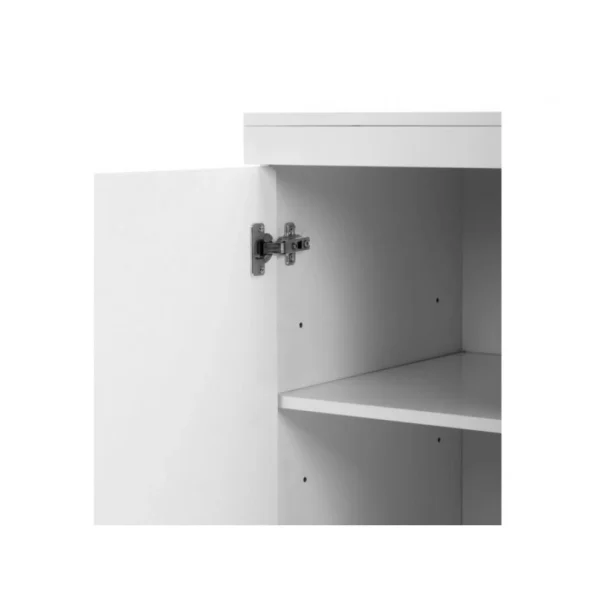 de garantie authentique Vente-unique Bureau PLUTON – MDF Laqué Blanc – LEDs – 1 Porte & 3 Tiroirs 4