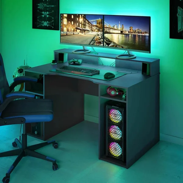 Acheter Pegane Bureau Pour Ordinateur, Station E-Gaming Coloris Anthracite En Bois MD… 1
