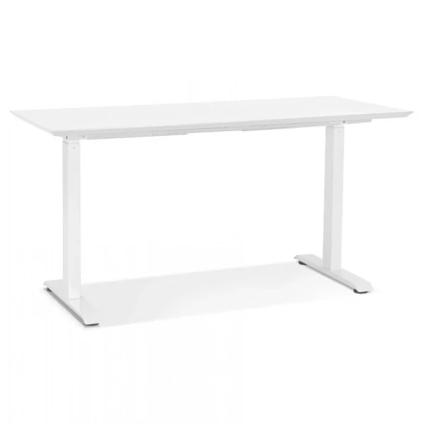 Alterego Bureau Réglable En Hauteur ‘NOVELLA’ En Bois Et Métal Blanc – 150×70… magasin pas cher 3
