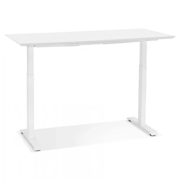 Alterego Bureau Réglable En Hauteur ‘NOVELLA’ En Bois Et Métal Blanc – 150×70… magasin pas cher 4