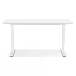 Alterego Bureau Réglable En Hauteur ‘NOVELLA’ En Bois Et Métal Blanc – 150×70… magasin pas cher 13