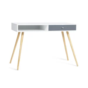 à prix réduits Idmarket Bureau Scandinave EFFIE 1 Tiroir – Bois Blanc Et Gris 8