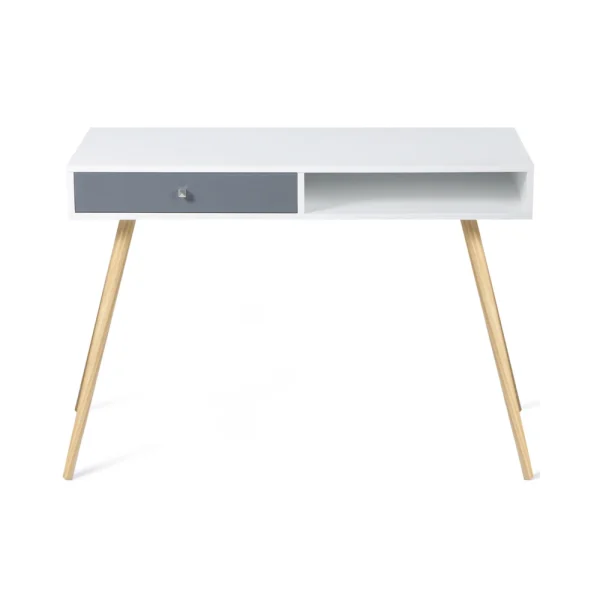 à prix réduits Idmarket Bureau Scandinave EFFIE 1 Tiroir – Bois Blanc Et Gris 5