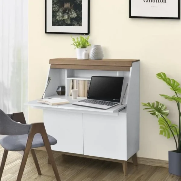 CSTORE Bureau Secrétaire Avec Tablette 2 Portes – Bois – L96,7 X P 115 X H … REMISE allant jusqu. 3