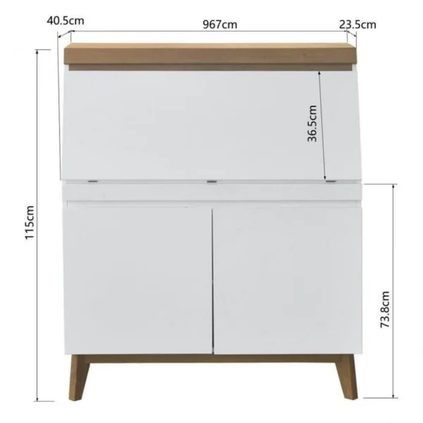 CSTORE Bureau Secrétaire Avec Tablette 2 Portes – Bois – L96,7 X P 115 X H … REMISE allant jusqu. 5