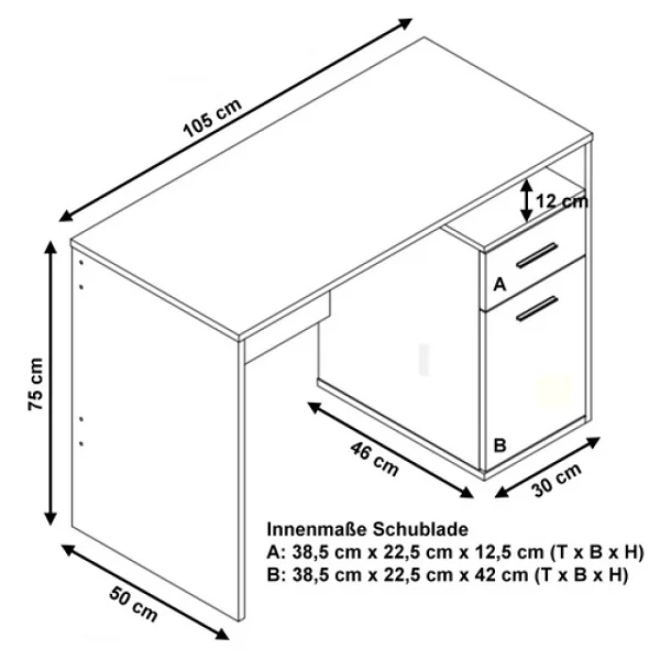beauté Bureau / Table Pour Ordinateur BASIX 105×50 Cm Blanc Hjh OFFICE 3