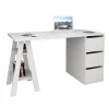 Beaux Meubles Pas Chers Bureau Tréteau 3 Tiroirs Blanc SELF Promotio de vente 14