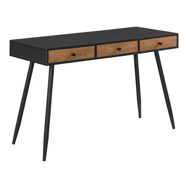 styles dernier cri En.casa Bureau Tumba à 3 Tiroirs 75 X 115 X 48 Cm Effet Bois Foncé Noir [en…. 1
