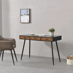 styles dernier cri En.casa Bureau Tumba à 3 Tiroirs 75 X 115 X 48 Cm Effet Bois Foncé Noir [en…. 9
