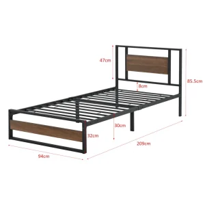 En.casa Cadre De Lit Simple Villach Matelas 90 X 200 Cm Noir Mat Effet Noyer [… meilleur cadeau 11