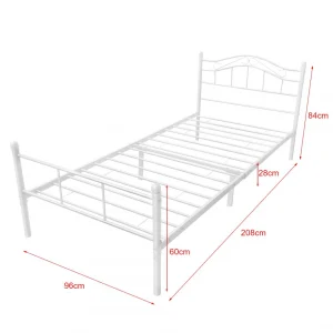 En.casa Cadre De Lit Standard Avec Matelas Florenz En Métal 90 X 200 Cm Blan… garantis authentique 11