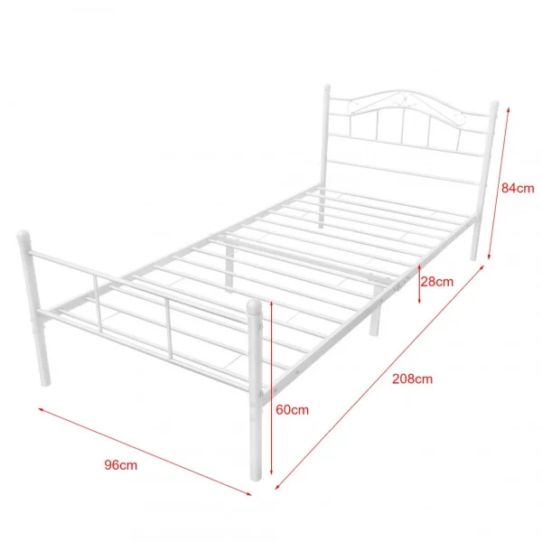 En.casa Cadre De Lit Standard Avec Matelas Florenz En Métal 90 X 200 Cm Blan… garantis authentique 4