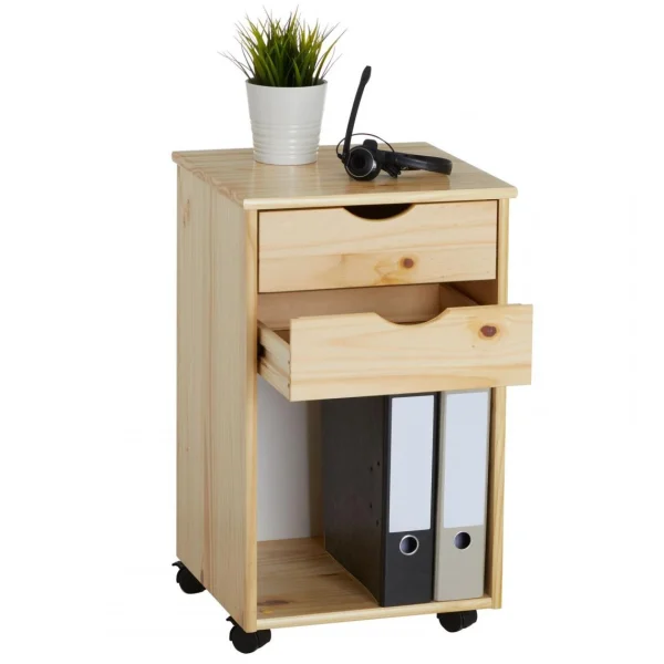IDIMEX Caisson De Bureau Sur Roulettes KANO, Avec 2 Tiroirs, En Pin Massif Na… fashioniable 4