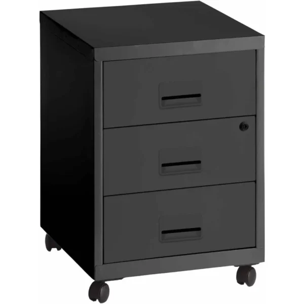 boutique en france PIERRE HENRY Caisson De Rangement 3 Tiroirs En Acier Sur Roulettes Anthracite. 1