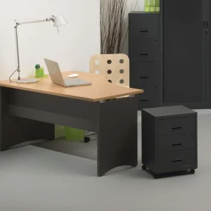 boutique en france PIERRE HENRY Caisson De Rangement 3 Tiroirs En Acier Sur Roulettes Anthracite. 8