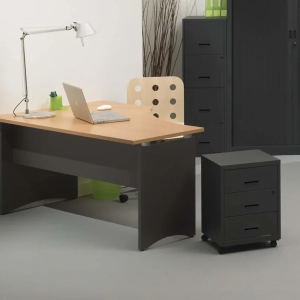 boutique en france PIERRE HENRY Caisson De Rangement 3 Tiroirs En Acier Sur Roulettes Anthracite. 3