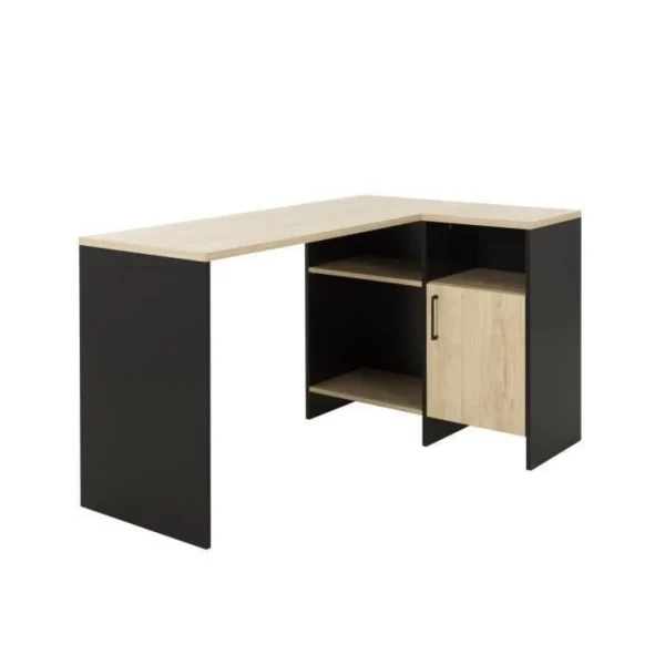 BUT Bureau D’angle KOOPER Imitation Chêne Et Noir Meilleur Prix Garanti 4
