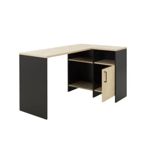 BUT Bureau D’angle KOOPER Imitation Chêne Et Noir Meilleur Prix Garanti 13