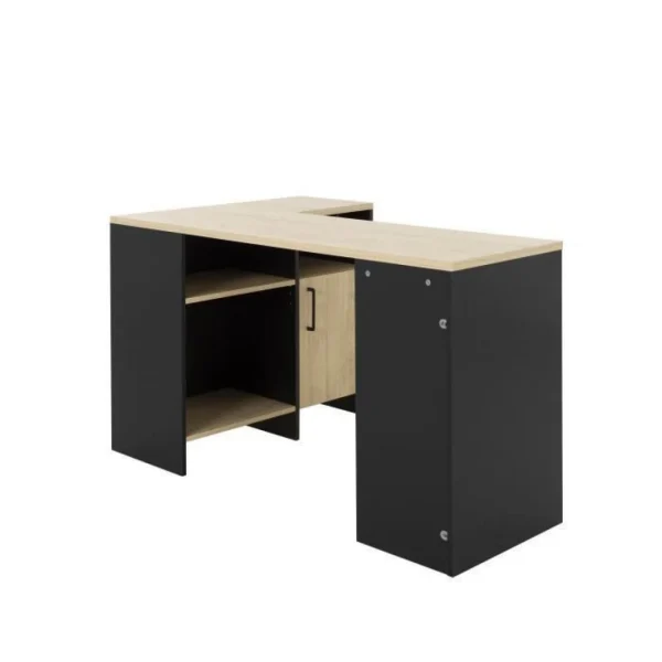BUT Bureau D’angle KOOPER Imitation Chêne Et Noir Meilleur Prix Garanti 6