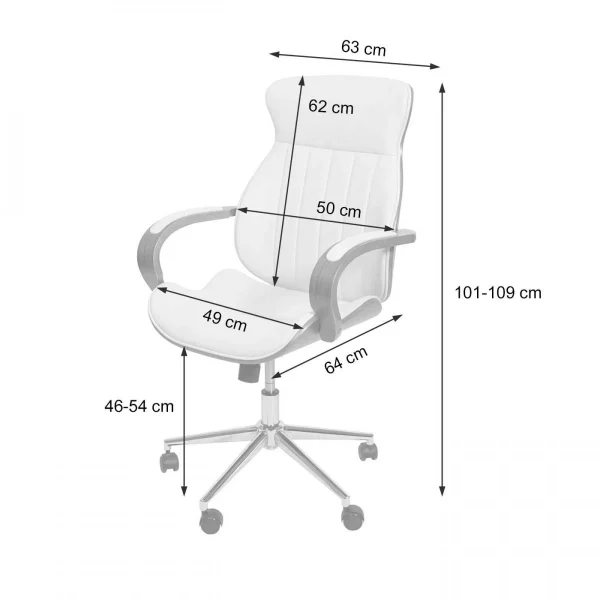 magasin Mendler Chaise De Bureau HWC-H39, Pivotante, Fauteuil, Bois Courbé, Aspect No… 5