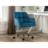 en vente Vente-unique Chaise De Bureau – Velours – Bleu – Hauteur Réglable – PEGA 14