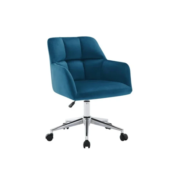 en vente Vente-unique Chaise De Bureau – Velours – Bleu – Hauteur Réglable – PEGA 3
