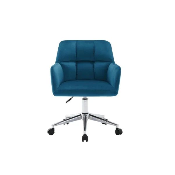en vente Vente-unique Chaise De Bureau – Velours – Bleu – Hauteur Réglable – PEGA 4