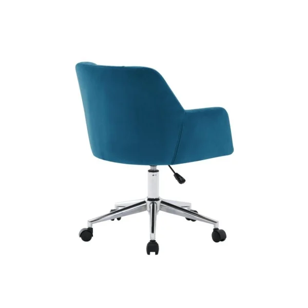 en vente Vente-unique Chaise De Bureau – Velours – Bleu – Hauteur Réglable – PEGA 5