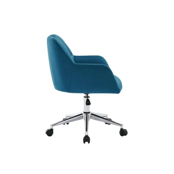 en vente Vente-unique Chaise De Bureau – Velours – Bleu – Hauteur Réglable – PEGA 6