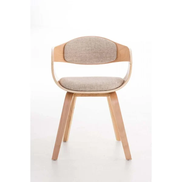 Decoshop26 Chaise De Bureau Sans Roulettes Visiteur En Tissu Et Bois Design Retro… site en ligne 3