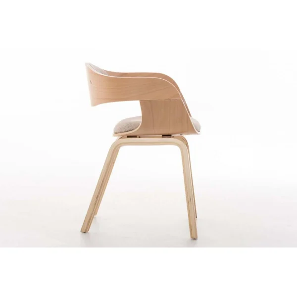 Decoshop26 Chaise De Bureau Sans Roulettes Visiteur En Tissu Et Bois Design Retro… site en ligne 4