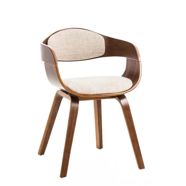 Decoshop26 Chaise De Bureau Sans Roulettes Visiteur En Tissu Et Bois Design Retro… mode 1