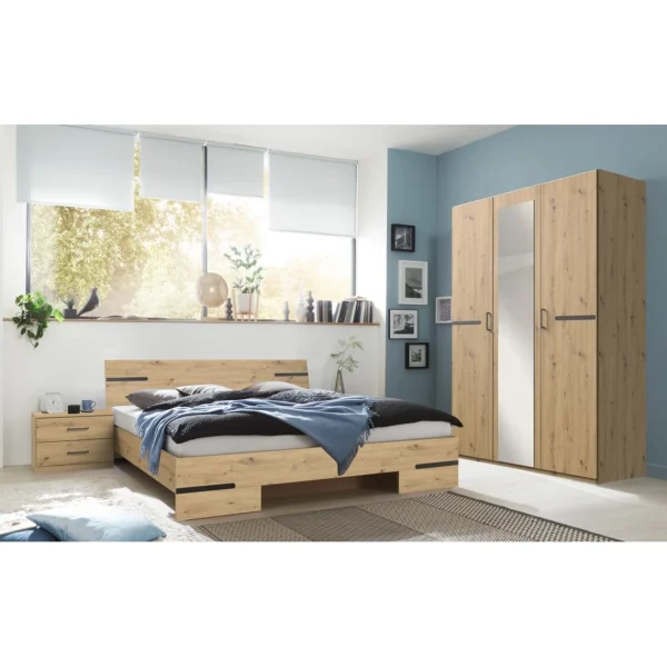 Meilleur Prix Pegane Chambre à Coucher Complète Adulte (lit 160x200cm + 2 Chevets + Armoi… 1