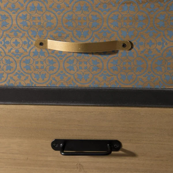 Retour gratuit en magasin. MACABANE Chevet 2 Tiroirs Pin Noir Mat 65×35,5cm Kuala 3