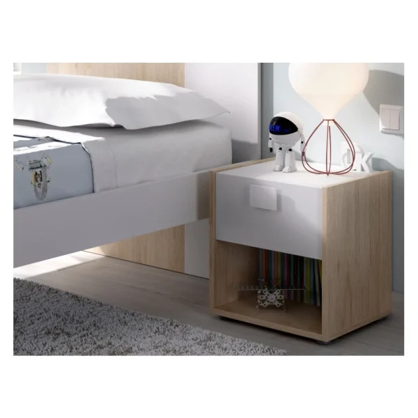 achetez Vente-unique Table De Chevet SONIA – 1 Tiroir Et 1 Niche – Coloris : Chêne Et Blan… 4