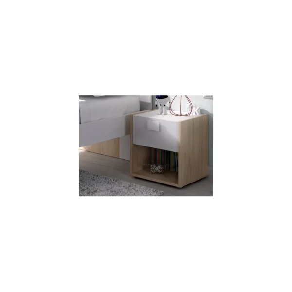 achetez Vente-unique Table De Chevet SONIA – 1 Tiroir Et 1 Niche – Coloris : Chêne Et Blan… 1