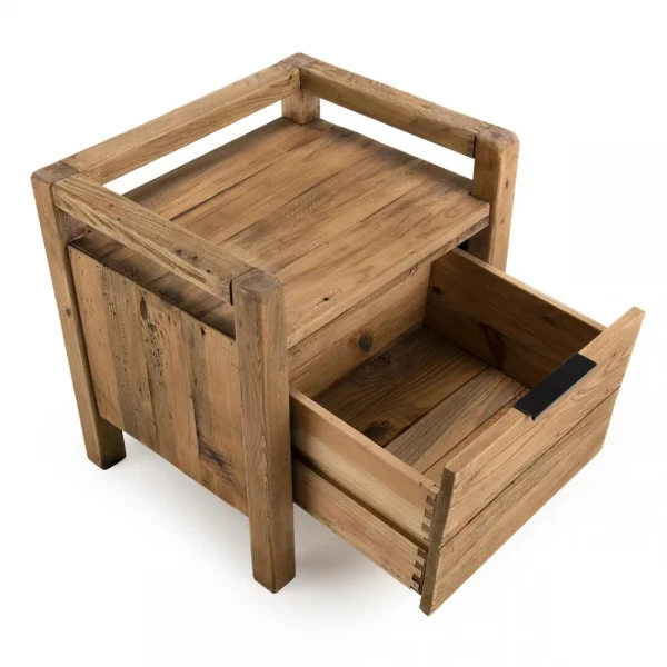 MACABANE Chevet ANDRIAN 1 Tiroir Bois Pin Recyclé Officielle 4