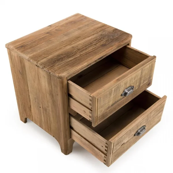 vente en ligne MACABANE Chevet ANDRIAN 2 Tiroirs Bois Pin Recyclé 6