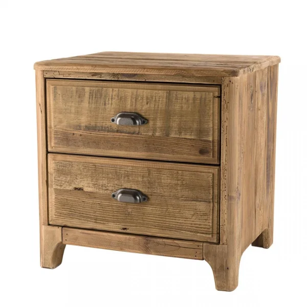vente en ligne MACABANE Chevet ANDRIAN 2 Tiroirs Bois Pin Recyclé 10