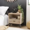 MACABANE Chevet ANDRO Scandi 1 Tiroir 1 Niche Pas Cher Magasin Soldes 19