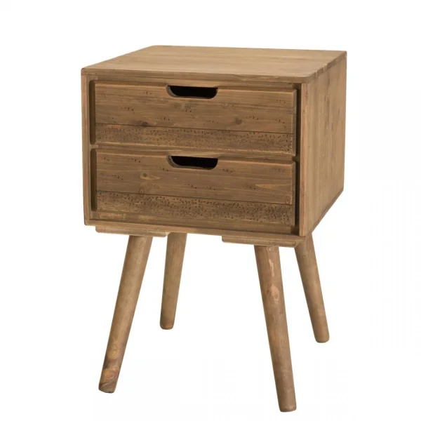 Pas Cher Magasin Soldes MACABANE Chevet ANDY Scandi Bois 2 Tiroirs Sapin 3