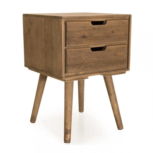 Pas Cher Magasin Soldes MACABANE Chevet ANDY Scandi Bois 2 Tiroirs Sapin 11