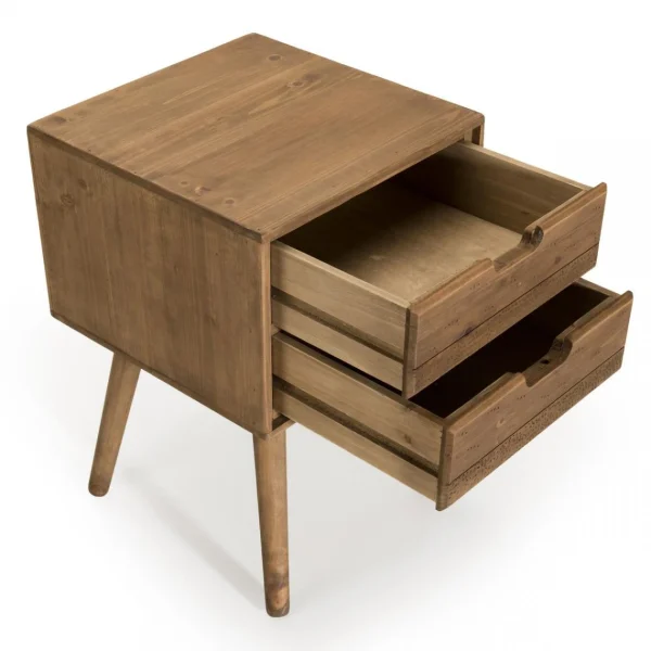 Pas Cher Magasin Soldes MACABANE Chevet ANDY Scandi Bois 2 Tiroirs Sapin 19