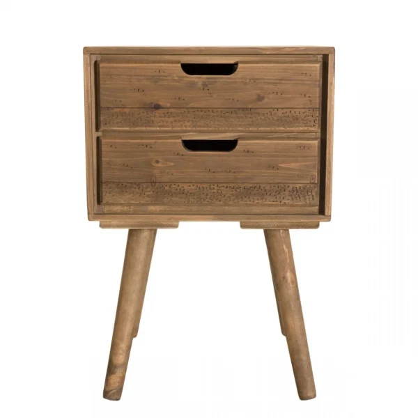 Pas Cher Magasin Soldes MACABANE Chevet ANDY Scandi Bois 2 Tiroirs Sapin 13