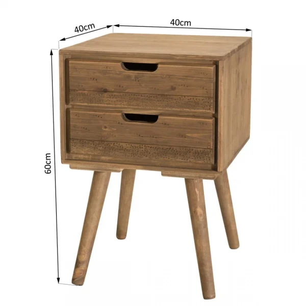 Pas Cher Magasin Soldes MACABANE Chevet ANDY Scandi Bois 2 Tiroirs Sapin 16