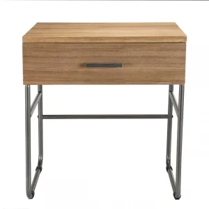 achat pas cher MACABANE Chevet 1 Tiroir En Bois Et Pieds Métal CARLA 14