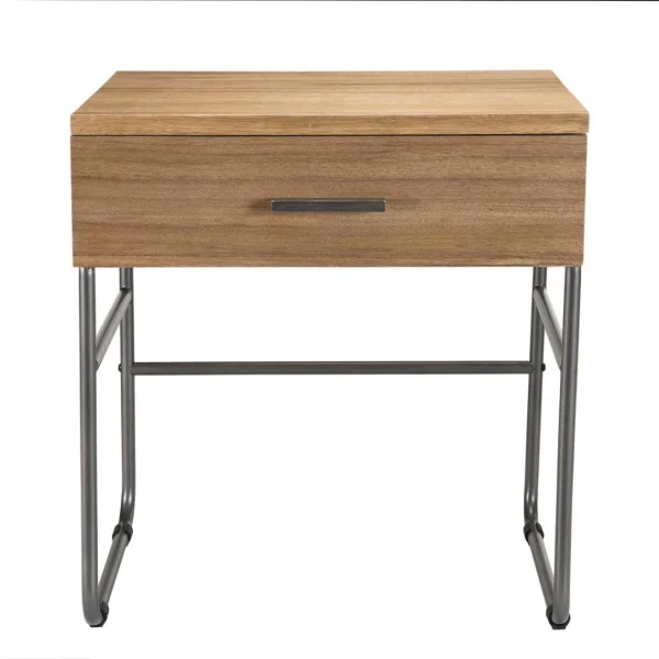 achat pas cher MACABANE Chevet 1 Tiroir En Bois Et Pieds Métal CARLA 4